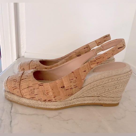NWOT Cole Haan Cloudfeel Espadrille Wedge Slingback Cork-Natural Linen - Picture 9 of 13